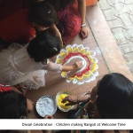 Diwali Celebration - Children making Rangoli at Welcome Time
